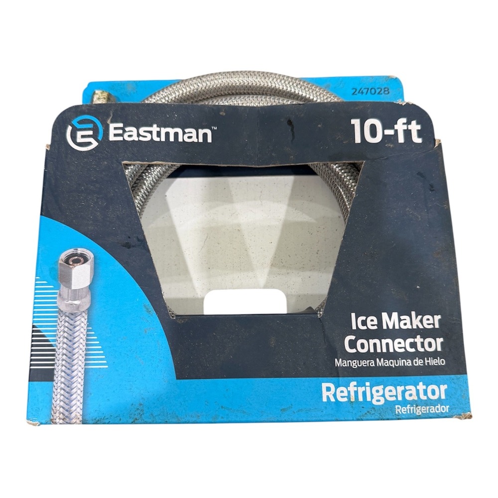 Eastman 247028 Braided Stainless Steel Refrigerator Ice Maker Connector 10ft